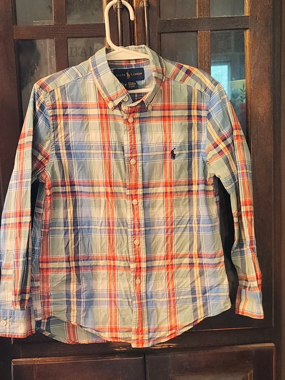 Ralph Lauren Boy's Multicolor Plaid Button-Down Shirt. Size 6